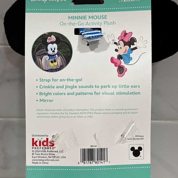 Disney Baby Classic MINNIE MOUSE On The Go Activity PLUSH Toy Blue Dress TEETHER - Picture 8 of 10